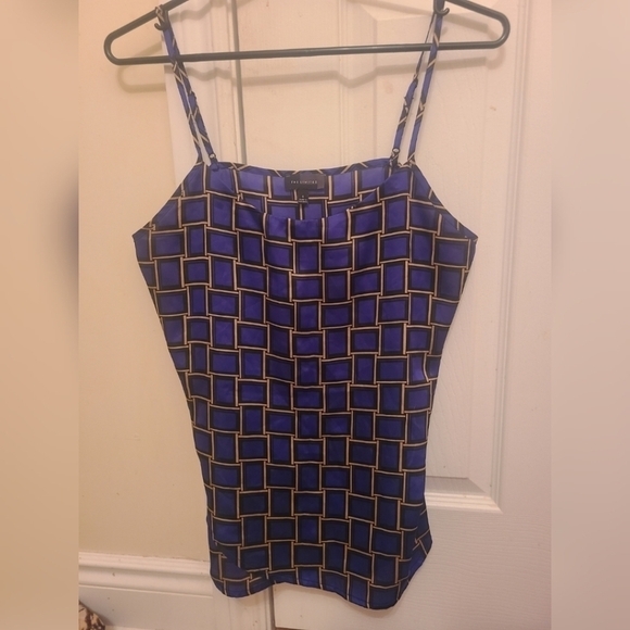 The  Limited Satin Square Print Pattern Blue Tank Top Womens Size‎ Small - Picture 2 of 5